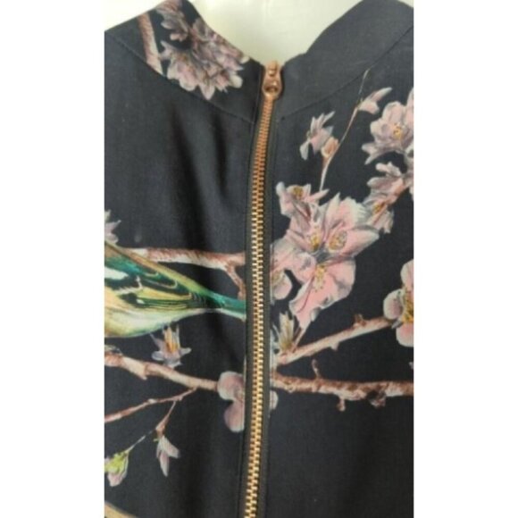 Ted Baker - Black w/ Bird & Floral Print Detail Dress Sz 0 - Picture 7 of 10